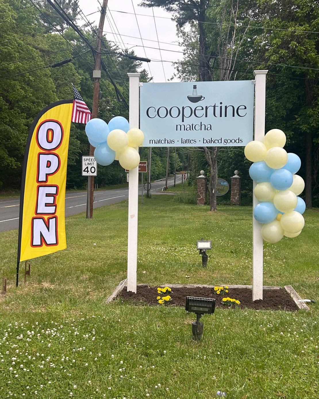 Coopertine Matcha storefront sign in Granby, CT — now open